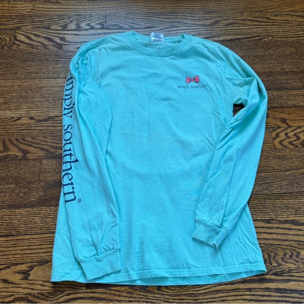 Simply Southern Mint Green Pineapple Long Sleeve Tee Small